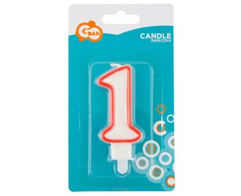 ŚWIECZKA CYFERKA CZERWONY KONTUR "1" [5] 9975