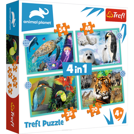 TREFL PUZZLE 4W1 TAJEMN. ŚWIAT ZWIERZĄT 3823 NN