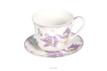 FILIŻANKI ZE SPODKIEM LAWENDA 250 ML 2 SZT 7027