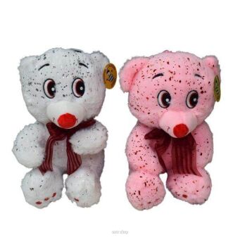 PLUSZ MIŚ RÓŻ / BIAŁY W ZŁOTE CĘTKI 20 CM 0574