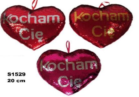 PLUSZ SERCE Z CEKINAMI KOCHAM CIĘ 20 CM 6044