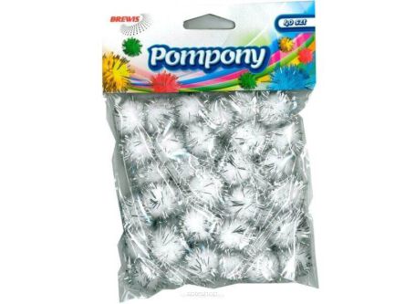 POMPONY METALICZNE SREBRNE 2 CM 40 SZT 6282
