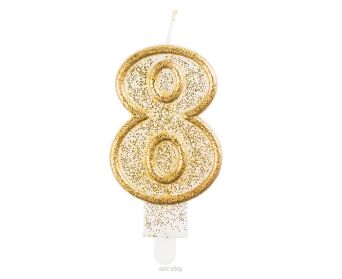 ŚWIECZKA B&C CYFERKA "8" ZŁOTY KONTUR [5] 3861