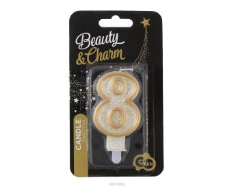 ŚWIECZKA B&C CYFERKA "8" ZŁOTY KONTUR [5] 3861