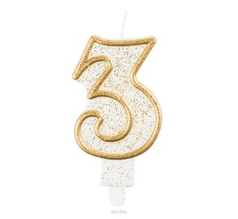 ŚWIECZKA B&C CYFERKA "3" ZŁOTY KONTUR [5] 3762