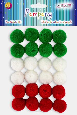 POMPONY KASZMIR MIX KOLORÓW 25 SZT ALIGA 0019 NN