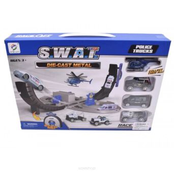 PARKING POLICJA SWAT METAL 4 AUTA 39X27 CM 4171