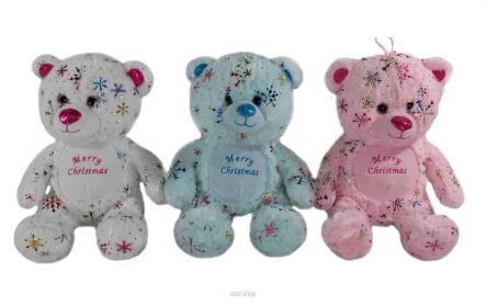 PLUSZ MIŚ ŚWIĄTECZNY ŚNIEŻYNKI 30 CM 6877