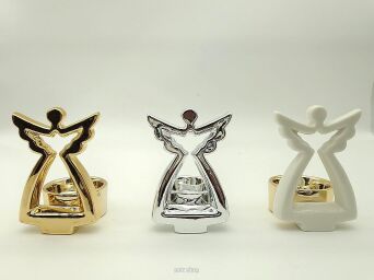 ŚWIECZNIK ANIOŁEK ZŁOTY SREBRNY BIAŁY 10 CM 1316