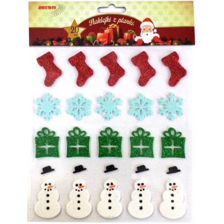 NAKLEJKI PIANKOWE ŚWIĄTECZNE Z BROKAT 20 SZT 2550