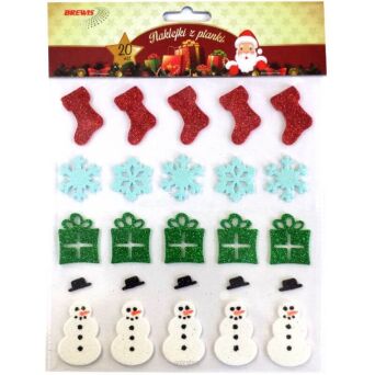 NAKLEJKI PIANKOWE ŚWIĄTECZNE Z BROKAT 20 SZT 2550