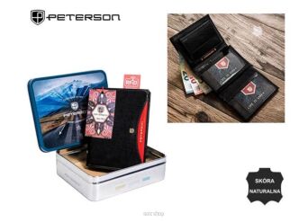 PORTFEL MĘSKI SKÓRZANY PTN 348.01 BL+RED 5927 NN