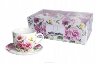 FILIŻANKI ZE SPODKIEM RÓŻE 250 ML 2 SZT 2633
