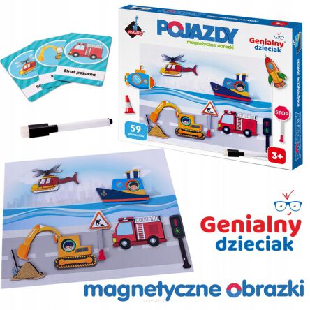 GENIALNY DZIECIAK PUZZLE MAGNETYCZNE POJAZDY 0707