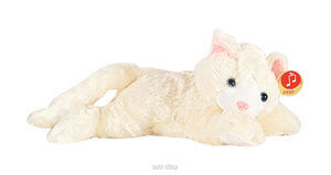 PLUSZ KOT KREMOWY LEŻĄCY Z GŁOSEM 21 CM 4924