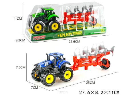 TRAKTOR Z MASZYNĄ ROLNICZĄ 26X11 CM 6133