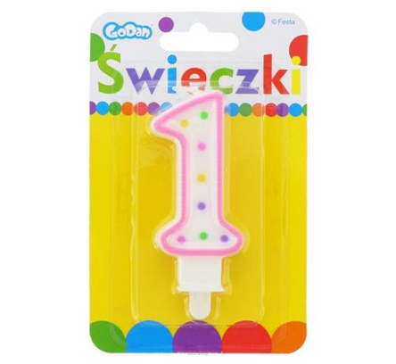 ŚWIECZKA CYFERKA Z KROPECZKAMI 