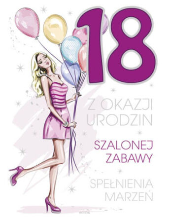 KARTKA URODZINY 18 CYFRY NA GĄBKACH (10) 7982
