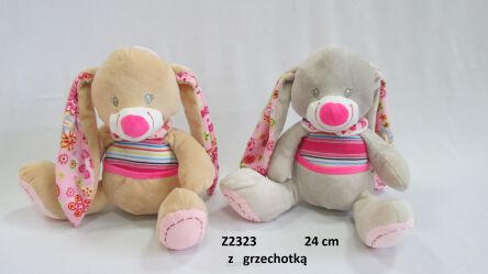 PLUSZ ZAJĄC 2 KOL. Z GRZECHOTKĄ 24 CM 0555