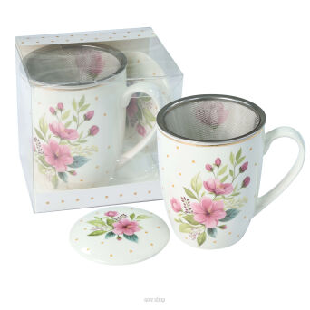 KUBEK Z METAL. ZAPARZACZ KWIATY 350 ML 7676