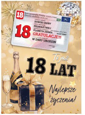 KARTKA URODZINY 18 DOWÓD OSOBISTY ZŁOTA 7174 NN