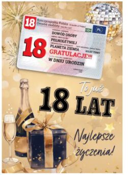 KARTKA URODZINY 18 DOWÓD OSOBISTY ZŁOTA 7174 NN