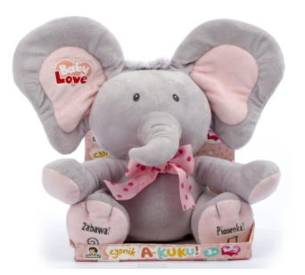 SŁONIK A-KUKU 24 CM RÓŻOWY NA BATERIE 2393 6492