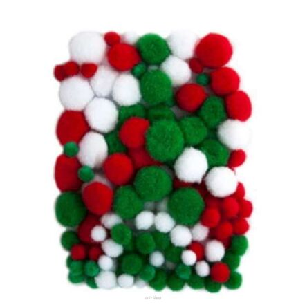 POMPONY BIAŁE CZERW ZIEL MIX WIELKOŚCI 78 SZT 4660