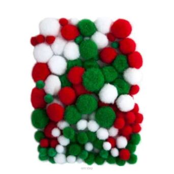 POMPONY BIAŁE CZERW ZIEL MIX WIELKOŚCI 78 SZT 4660