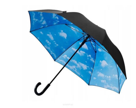 PARASOL LASKA CZARNY / NIEBO CHMURY DŁ. 87 CM 4782