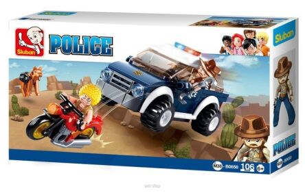 KLOCKI SLUBAN POLICE JEEP + MOTOR 106 EL. 7050