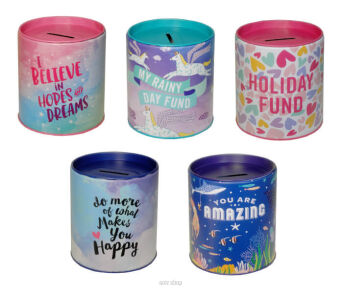 SKARBONKA METAL NAPISY 9X10 CM 7626