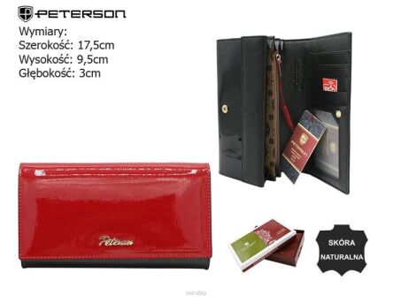 PORTFEL DAMSKI SKÓRA PTN 1N-411 RED BLACK 6754 NN