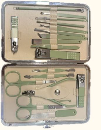 ZESTAW DO PAZNOKCI ETUI PASTEL ZIELONY 10X15 4805