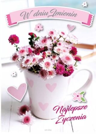 KARTKA IMIENINY KUBEK KWIATÓW 4710 NN