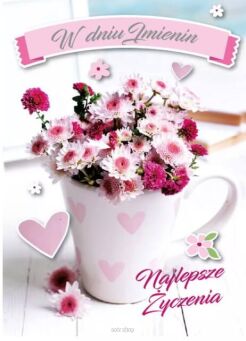 KARTKA IMIENINY KUBEK KWIATÓW 4710 NN