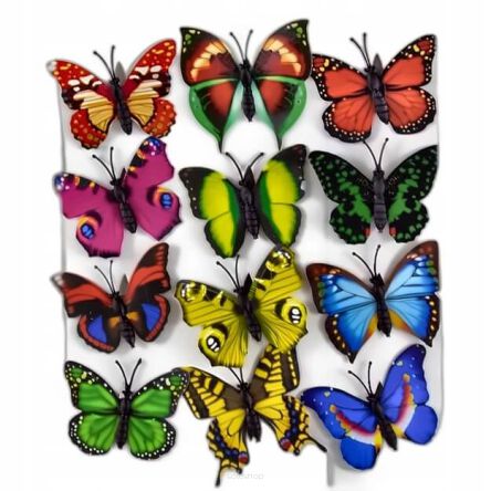 MAGNES MOTYLE MIX WZORÓW 4x3,5 CM 12 SZT 2934