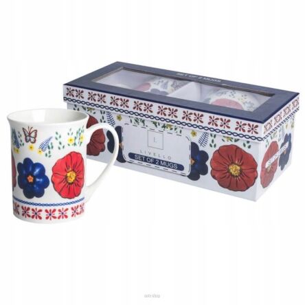 ZESTAW 2 KUBKI KWIATY MALOWANE KWIATY 350 ML 5221