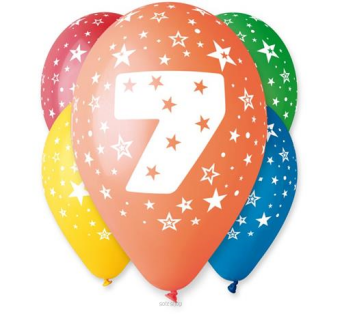 BALONY Z NADRUKIEM "7" PASTEL 5 SZT [10] 1571