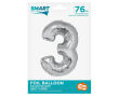 BALON FOLIOWY SMART CYFRA 3 SREBRNA 76 CM [5] 5229 - 2
