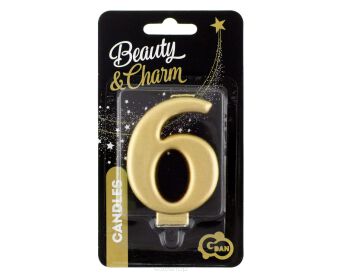 ŚWIECZKA B&C CYFERKA METALIK ZŁOTA "6" [5] 4378