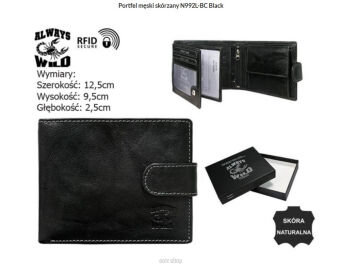 PORTFEL MĘSKI SKÓRA N992L-BC BLACK 9944 NN