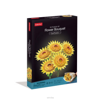 PUZZLE 3D CUBIC FUN DUŻY BUKIET KWIATÓW SŁONE 8660