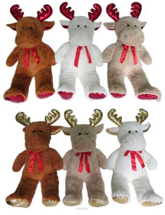 PLUSZ RENIFER CZERW / ZŁOTE ROGI XXL 100 CM 0752