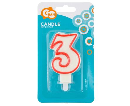 ŚWIECZKA CYFERKA CZERWONY KONTUR 