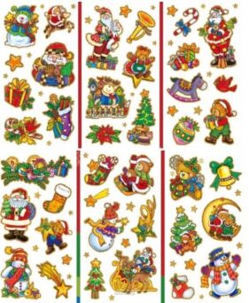 NAKLEJKI NA FOLII Z BROKATEM ŚWIĄTECZNE 4356