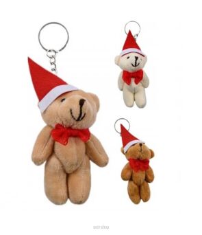 BRELOK MIŚ ŚWIĄTECZNY W CZAPCE 8 CM (12) 2465