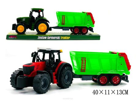 TRAKTOR Z MASZYNĄ PRZYCZEPA 40X13 CM 1686