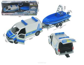 AUTO LAWETA METAL VW POLICJA + ŁÓDŹ 28X17 CM 5403