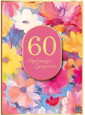 KARTKA URODZINY 60 KWIATY MALOWANE 5644 NN